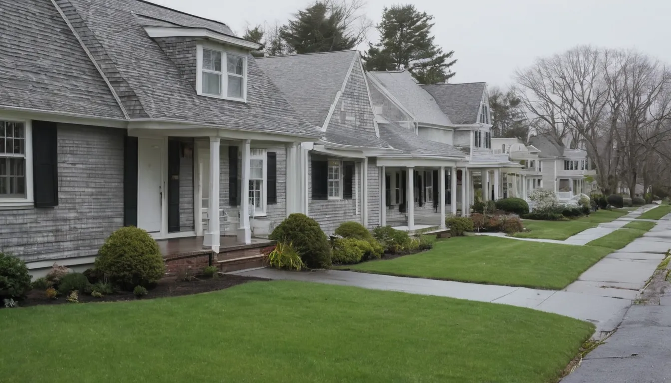 Older New England style homes in the Stamford area after a snowy winter